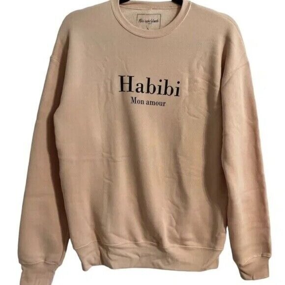 French York Sweatshirt Women S Pink Habibi Pullover Mon Amour Preppy Feminine - Picture 1 of 10